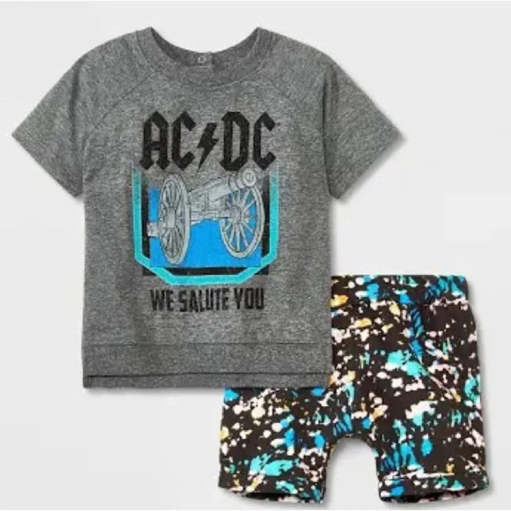 NWT AC/DC Newborn Short Set